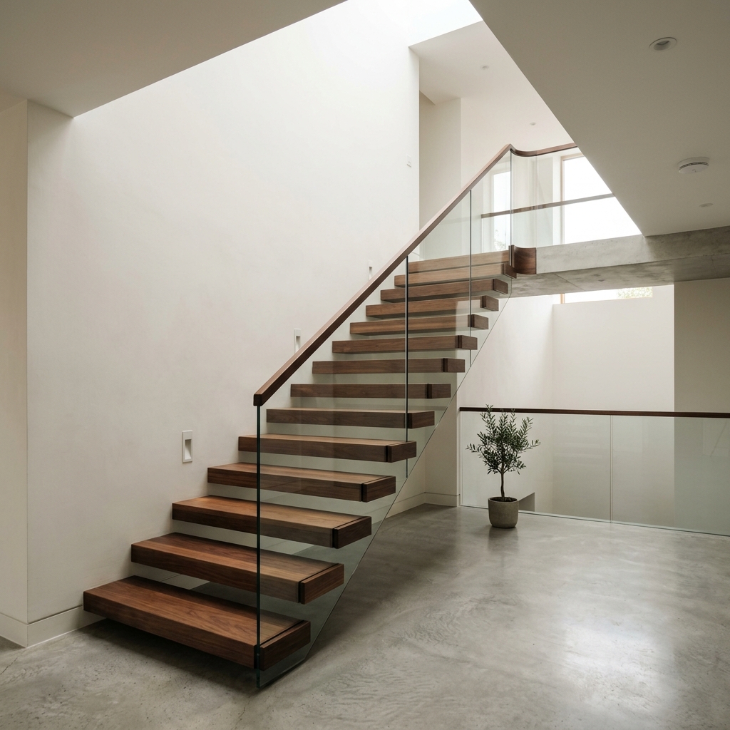 Minimalist wood staircase